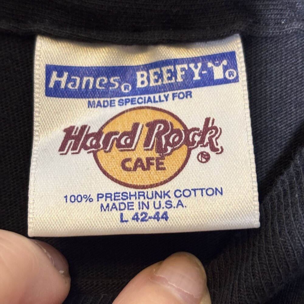 Vintage Hard Rock Cafe New Orleans Mardi Gras Black T-Shirt L Hanes Beefy-T 100% - Picture 6 of 9